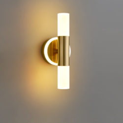 Brass gold cylinder wall sconce