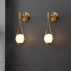 Modern Gold Wall Lights With Globe Glass Shade
