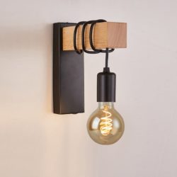 Black and Wood Wall Sconce