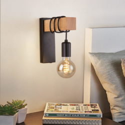 Black and Wood Wall Sconces Bedside
